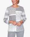 ALFRED DUNNER WOMEN'S PLUS SIZE GLACIER LAKE MODERN PATCHWORK SWEATER