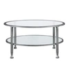 SOUTHERN ENTERPRISES BROOKFORD METAL AND GLASS ROUND COCKTAIL TABLE