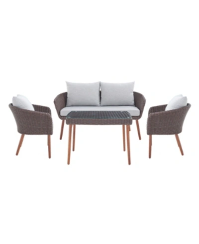 Alaterre Furniture Athens All-weather Wicker Outdoor Conversation Set With Cocktail Table Set In Brown