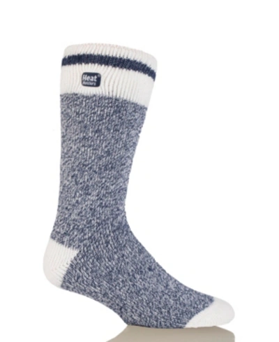 Heat Holders Men's Lite Cream Block Twist Thermal Socks In Navy