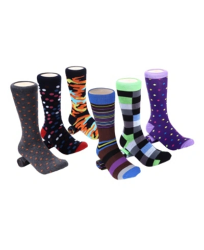 Mio Marino Men's Bold Designer Dress Socks Pack Of 6 In Dark Purple