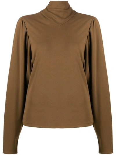 Lemaire Knitted Roll Neck Top In Brown