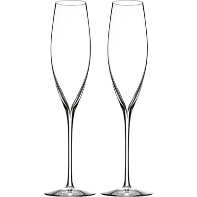WATERFORD ELEGANCE CLASSIC CRYSTAL-GLASS CHAMPAGNE FLUTES SET OF TWO,45399329