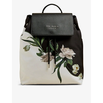 Ted Baker Elderflower Floral-print Nylon Backpack In Black | ModeSens