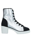 GIUSEPPE ZANOTTI GIUSEPPE ZANOTTI WOMAN ANKLE BOOTS SILVER SIZE 6 SOFT LEATHER, TEXTILE FIBERS,11952525JE 9