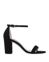 Stuart Weitzman 'nearlynude' Ankle Strap Suede Sandals In Black