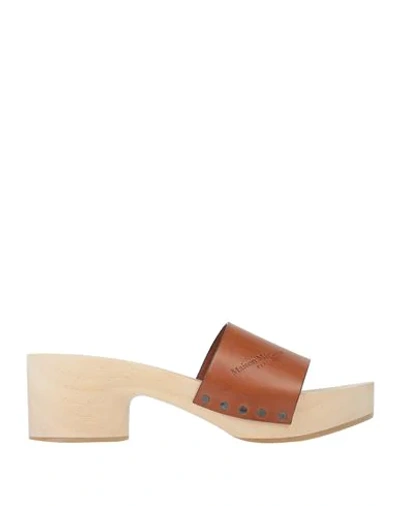 Maison Margiela 50mm Leather Clogs In Tan