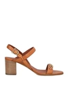 Celine Céline Women's Brown Leather Sandals In Tan