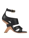 Alexander Mcqueen No.13 105 Wedge Leather Sandals In Black