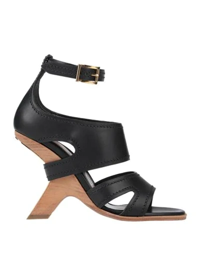 Alexander Mcqueen No.13 105 Wedge Leather Sandals In Black