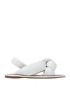 Miu Miu Padded Mordoré Nappa Leather Flat Sandals In White