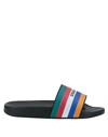 Dsquared2 Black & Multicolor Stripes Womens Rubber Slides In Black