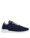 Kiton Embroidered Logo Low-top Sneakers In Dark Blue