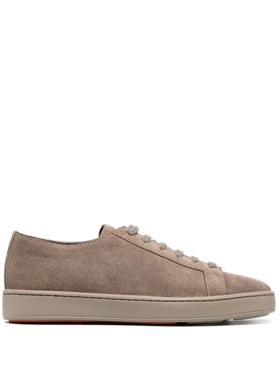 Santoni Lace-up Low-top Sneakers In Braun