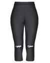 Off-white Cropped Printed Coated Stretch-jersey Leggings In Black