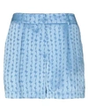 Off-white Logo Shorts Shorts In Blue Viscose In Blue