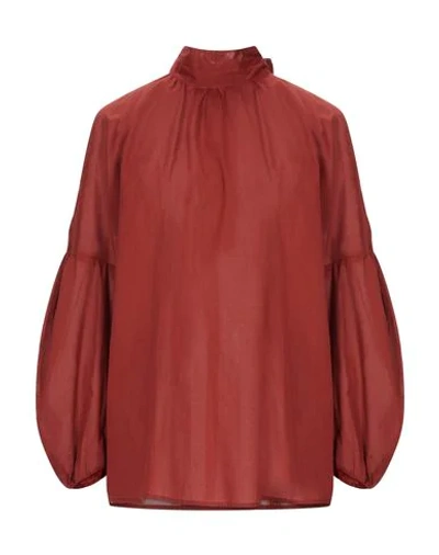 Erika Cavallini Brown Cotton Voile Blouse