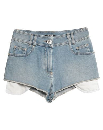 Balmain High Waist Logo-embroidered Mini Shorts In 6fc