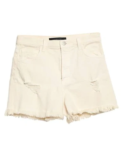 J Brand Distressed Denim Shorts In Ivory