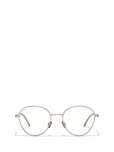 Pre-owned Chanel Round Frame Glasses In Gold