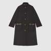 GUCCI WOOL COAT WITH LEATHER DETAIL