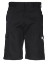 Msgm Cotton Bkend Multi-pocket Bermuda Shorts In Black