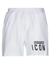 Dsquared2 Man Shorts & Bermuda Shorts White Size L Cotton, Elastane