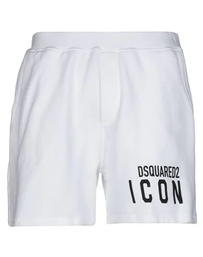 Dsquared2 Man Shorts & Bermuda Shorts White Size L Cotton, Elastane