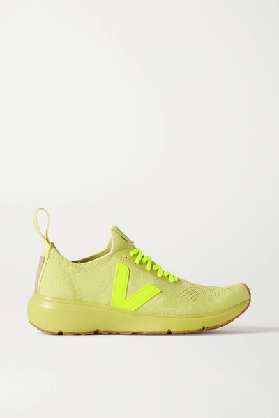 Rick Owens + Veja Rubber-trimmed V-knit Trainers In Yellow