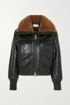 CHLOÉ SHEARLING-TRIMMED LEATHER JACKET