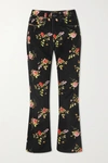 R13 KICK FIT CROPPED FLORAL-PRINT HIGH-RISE FLARED JEANS