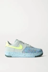 NIKE AIR FORCE 1 CRATER FAUX LEATHER AND MESH SNEAKERS