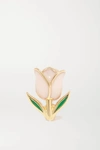 ALISON LOU TULIP 14-KARAT GOLD AND ENAMEL EARRING