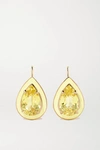 ALISON LOU PEAR COCKTAIL DROPS 14-KARAT GOLD, SAPPHIRE AND ENAMEL EARRINGS