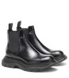 Alexander Mcqueen 45mm Tread Show Leather Ankle Boots In Black
