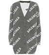 BALENCIAGA LOGO INTARSIA WOOL CARDIGAN,P00509064