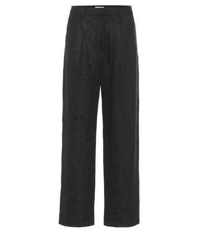 Deveaux Nicola High-rise Straight Tweed Pants In Black