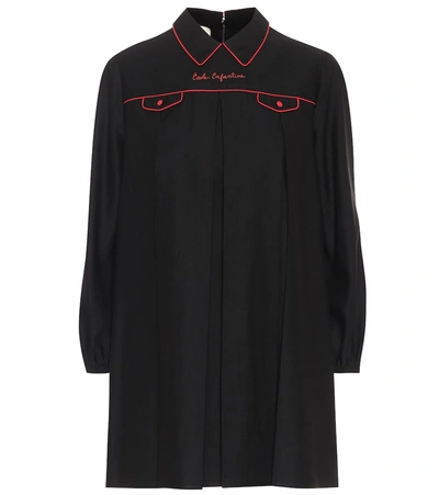 Gucci Petit Cotton Linen Top With Embroidery In Black