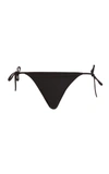 Eres Exquise Black Bikini Bottoms With Beaded Embellishments And Adjustable Tie Closure In Tech Fabric St In Black