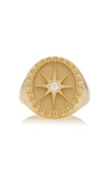 PAMELA ZAMORE WOMEN'S STAR 18K YELLOW GOLD DIAMOND SIGNET RING
