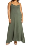 Loveappella A-line Maxi Dress In Olive
