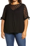 LOVEAPPELLA DOT CHIFFON TOP,X2787-L377