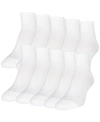 Gold Toe Women's 10-pack Casual Cushion Heel And Toe Ankle Socks In White