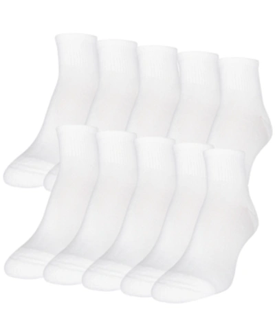 Gold Toe Women's 10-pack Casual Cushion Heel And Toe Ankle Socks In White