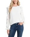 Cece Ruffled-sleeve Crewneck Blouse In Soft Ecru