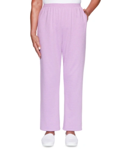 Alfred Dunner Petite Long Weekend French-terry Pull-on Pants In Orchid