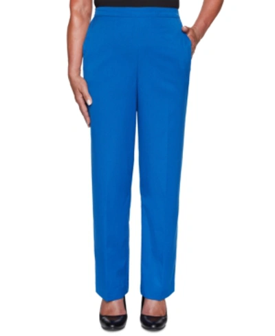 Alfred Dunner Petite Classic Textured Short Solid Pull-on Pants In Cobalt
