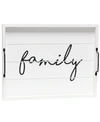 Elegant Designs Decorative Wood Serving Tray With Handles - Family In Open White