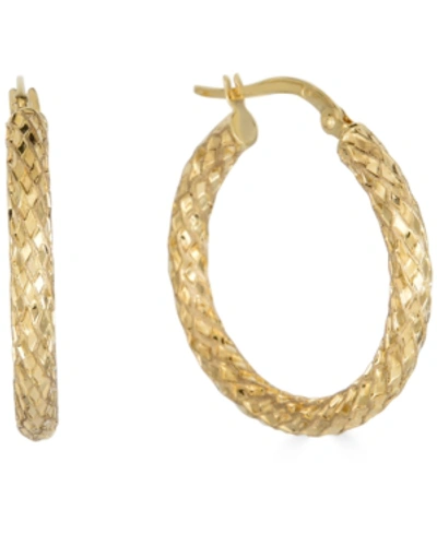 Italian Gold Snake Texture Hoop Earrings In 10k Gold 25mm In Yellow Gold