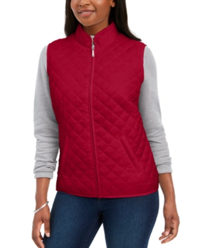 Karen Scott Plus Size Quilted Zip-front Vest, Created For Macy's In New Red Amore